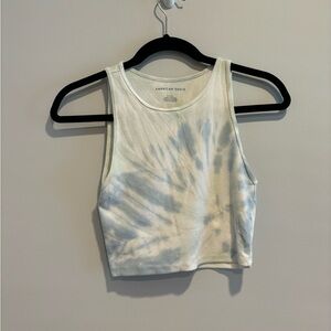 American Eagle High Neck Tie Dye Ribbed Crop Tank